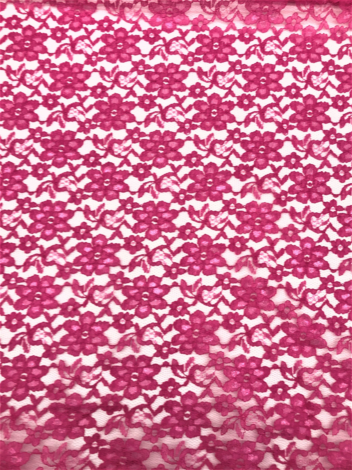Hot Pink Rachelle Lace Polyester Fabric - Sheer Floral Lace, Hot Pink, 58/60" Wide