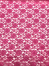 Hot Pink Rachelle Lace Polyester Fabric - Sheer Floral Lace, Hot Pink, 58/60" Wide