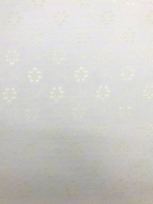 Ivory Rachelle Lace Polyester Fabric - Sheer Floral Lace, Ivory, 58/60" Wide