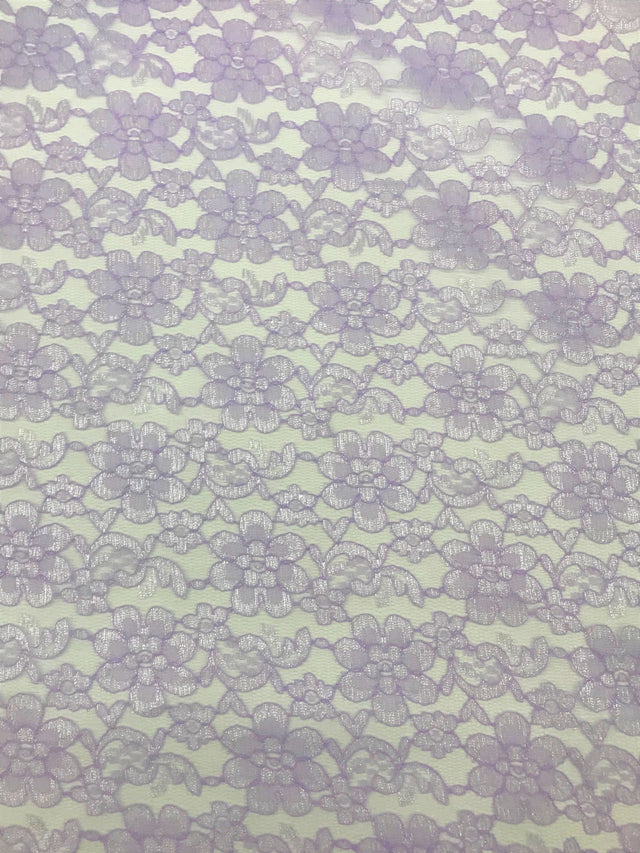 Lavender Rachelle Lace Polyester Fabric - Sheer Floral Lace, Lavender, 58/60" Width (1 Yard)