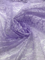 Lavender Rachelle Lace Polyester Fabric - Sheer Floral Lace, Lavender, 58/60" Width (1 Yard)