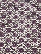 Plum Rachelle Lace Polyester Fabric - Sheer Floral Lace, Plum, 58/60" Wide (1 Yard)