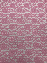 Rose Pink Rachelle Lace Polyester Fabric - Sheer Floral Lace, 58/60" Wide