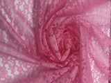 Rose Pink Rachelle Lace Polyester Fabric - Sheer Floral Lace, 58/60" Wide