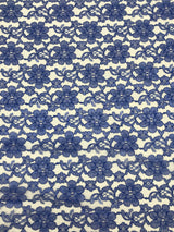 Royal Blue Rachelle Lace Polyester Fabric - Sheer Floral Lace, Royal Blue, 58/60" Wide