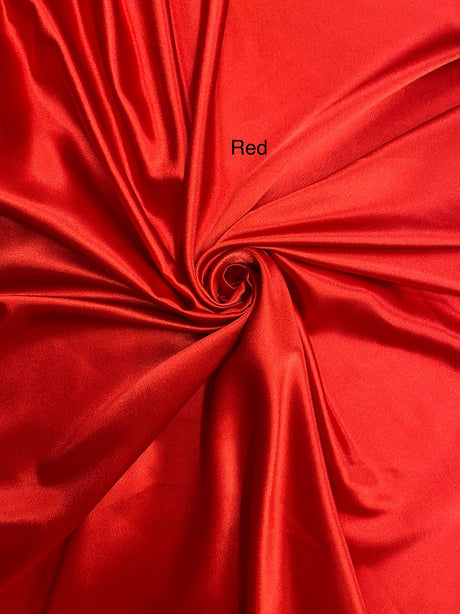 Crepe Satin Polyester Fabric - Red, Shiny, 58" Width (1 Yard)