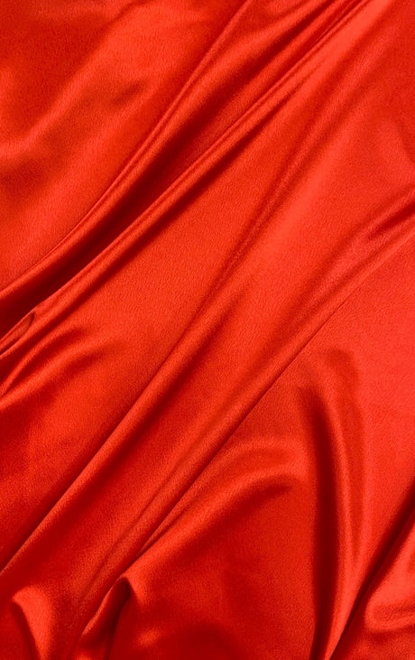 Crepe Satin Polyester Fabric - Red, Shiny, 58" Width (1 Yard)