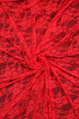 Red Stretch Lace Nylon Spandex Fabric - Shimmery Floral Sheer, 58/60" Width