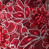 1 Yard Handmade Beaded & Corded Lace Trimming Embroidered on Polyester Organza 2 Inch Width
