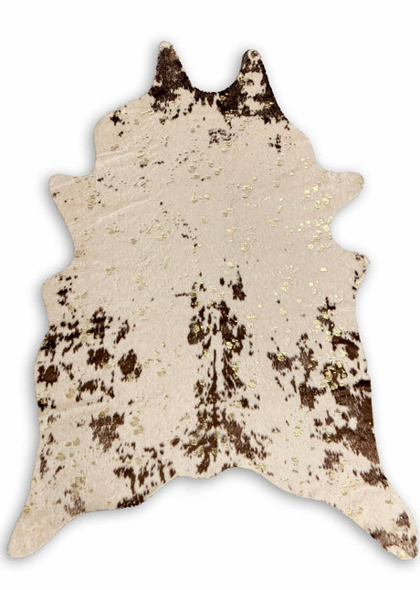 Vegan Cream Metallic Shiny Glow Faux Hide Area Rug/Carpet for Elegant Décor