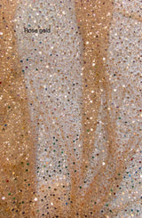 1 yard rose gold beaded sequin mesh lace fabric for dresses gowns overlays crafts 60'' Width