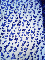 3D Butterflies Royal Blue 100 Percent Polyester Fabric - Light Weight Satin Butterflies, Royal Blue, 54" Width (1 Yard)