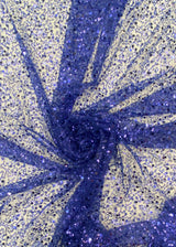 BPS Mesh Lace Royal Blue Polyester Fabric - Royal Blue Beads, Pearls & Sequins Mesh, 60" Width (1 Yard)