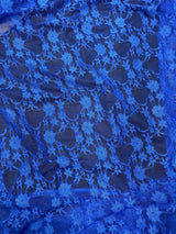 Royal Blue Nylon Spandex Fabric - Shimmery Floral Lace, 58/60" Width (1 Yard)