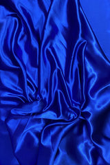 Crepe Satin Polyester Fabric - Royal Blue, Shiny, 58" Width (1 Yard)