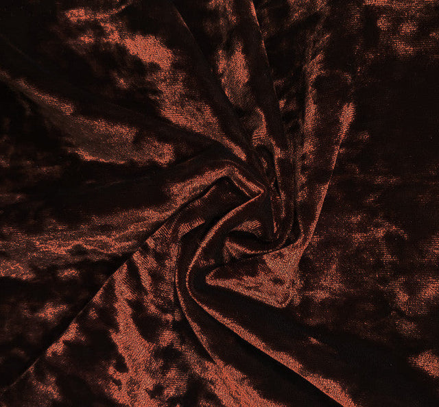 Stretch Velvet Crushed Spandex Fabric - Rust, Crushed, 58/60" Width