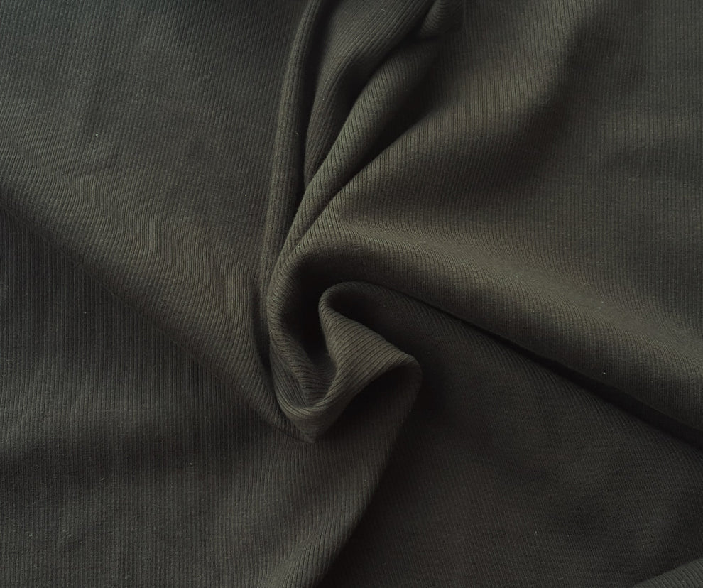 1 Yard Charcoal Cotton Spandex 2x1 Rib Knit Fabric Stretchy Rib Knit for Comfortable Apparel