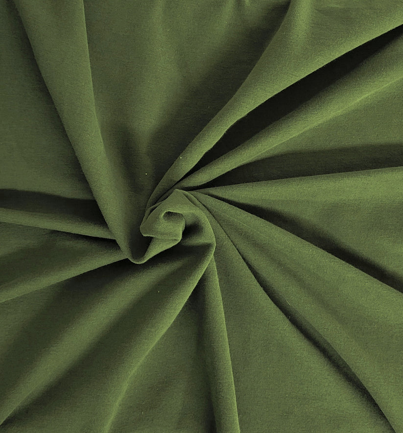1 Yard Olive Supima Cotton Spandex French Terry Fabric Soft Stretch Knit for Casual Apparel