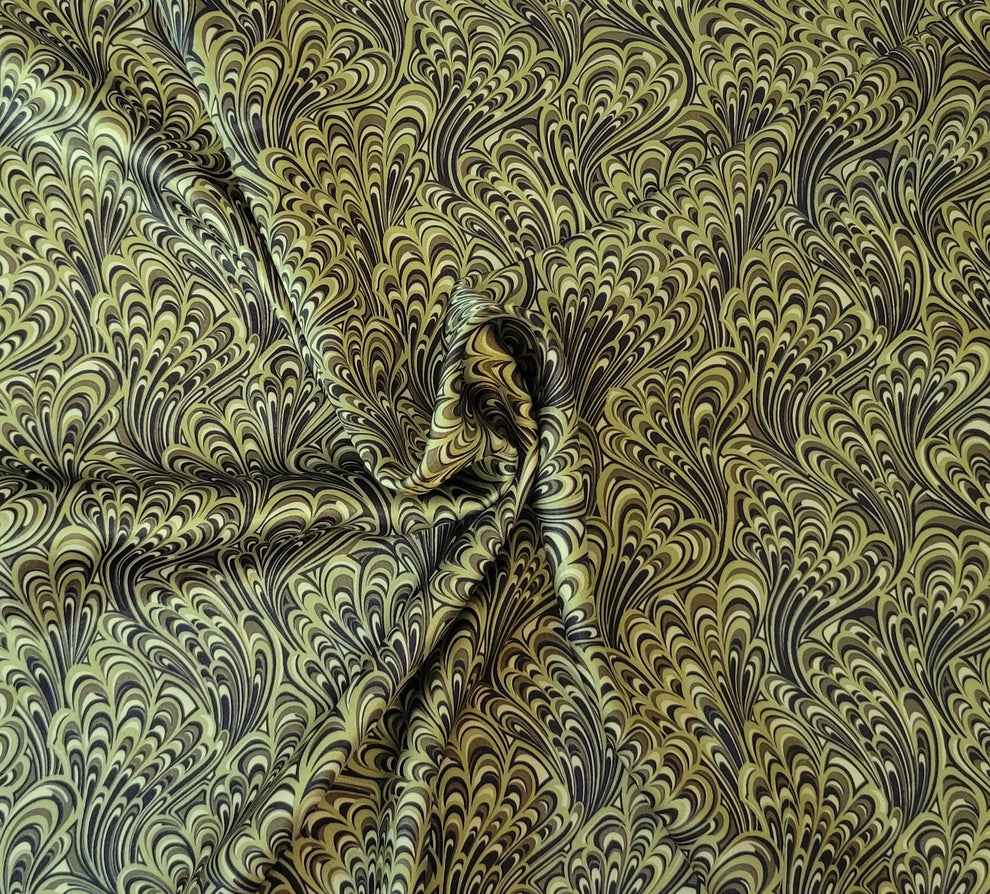 1 Yard Peacock Print Charmeuse Fabric Polyester Satin Material For Dresses Scarves Blouses Crafts Apparel Sewing