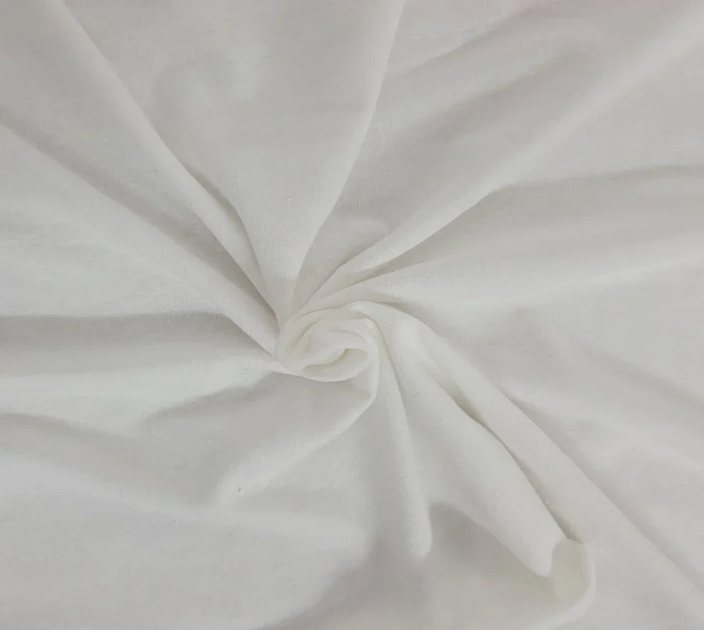 1 Yard White Hemp Cotton Recycled Poly Spandex Jersey Knit Fabric Soft Stretchy Durable