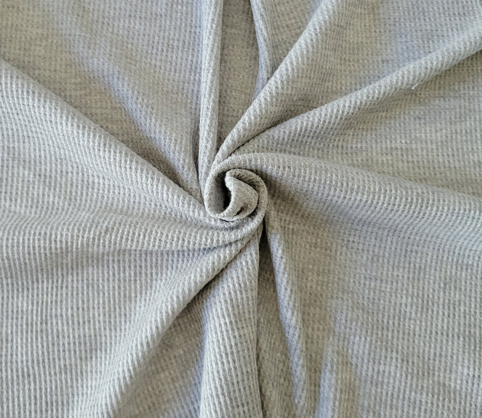 1 Yard Heather Gray Cotton Blend Thermal Knit Fabric Soft Warm and Cozy