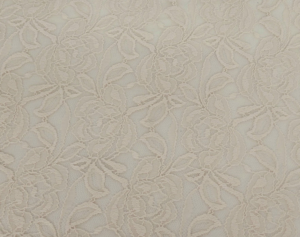 1 Yard Cream Floral Lace Fabric Elegant Sheer Embroidered Decorative Material