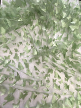 3D Butterflies Sage Polyester Mesh Fabric - Light Weight Satin Butterflies, Sage, 54" Width (1 Yard)
