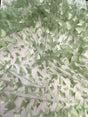 3D Butterflies Sage Polyester Mesh Fabric - Light Weight Satin Butterflies, Sage, 54" Width (1 Yard)