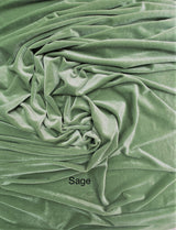 Sage Stretch Velvet Fabric - Sage, Stretch Velvet, 58"-60" Width (1 Yard)