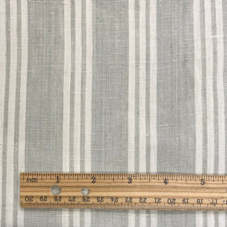 1 Yard Ivory Pure Linen Yarn Dyed 2 Tone Stripe Sage Fabric 58 Inch Width