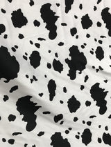 Black Cow Satin Print Polyester Fabric - White Cow Spots On White Shiny Light Weight Satin, 59/60" Width