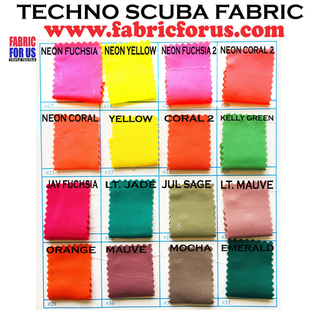 Techno Scuba Fabric - 95% Poly 5% Spandex, 16 Color Set B, 58"/60" Width (50 Yards)