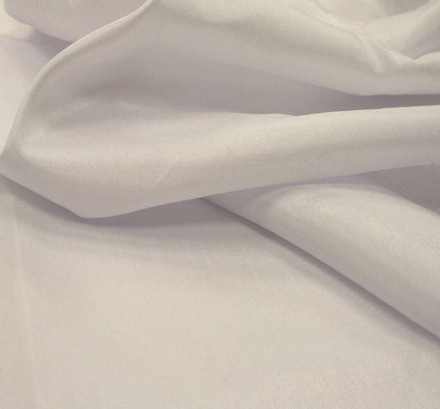 Shantung Slub Polyester Fabric - Solid White, 58/60" Width