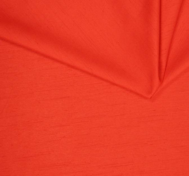 Shantung Slub Solid Orange Polyester Fabric - Orange, Slub Texture, 58/60" Width (1 Yard)