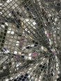 Silver Square Foil Sequin Fabric - Silver, Square Foil Glue On, 42" Width (1 Yard)