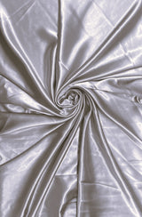 Crepe Satin Polyester Fabric - Silver, Shiny, 58" Width (1 Yard)