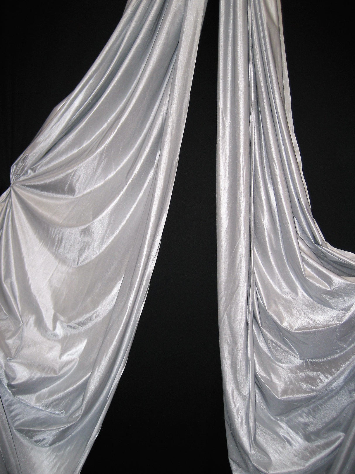 1 Yard Silver Polyester Fabric Low Stretch Extra Wide For Yoga Hammocks Stage Drapes 108/120 Inches Wide