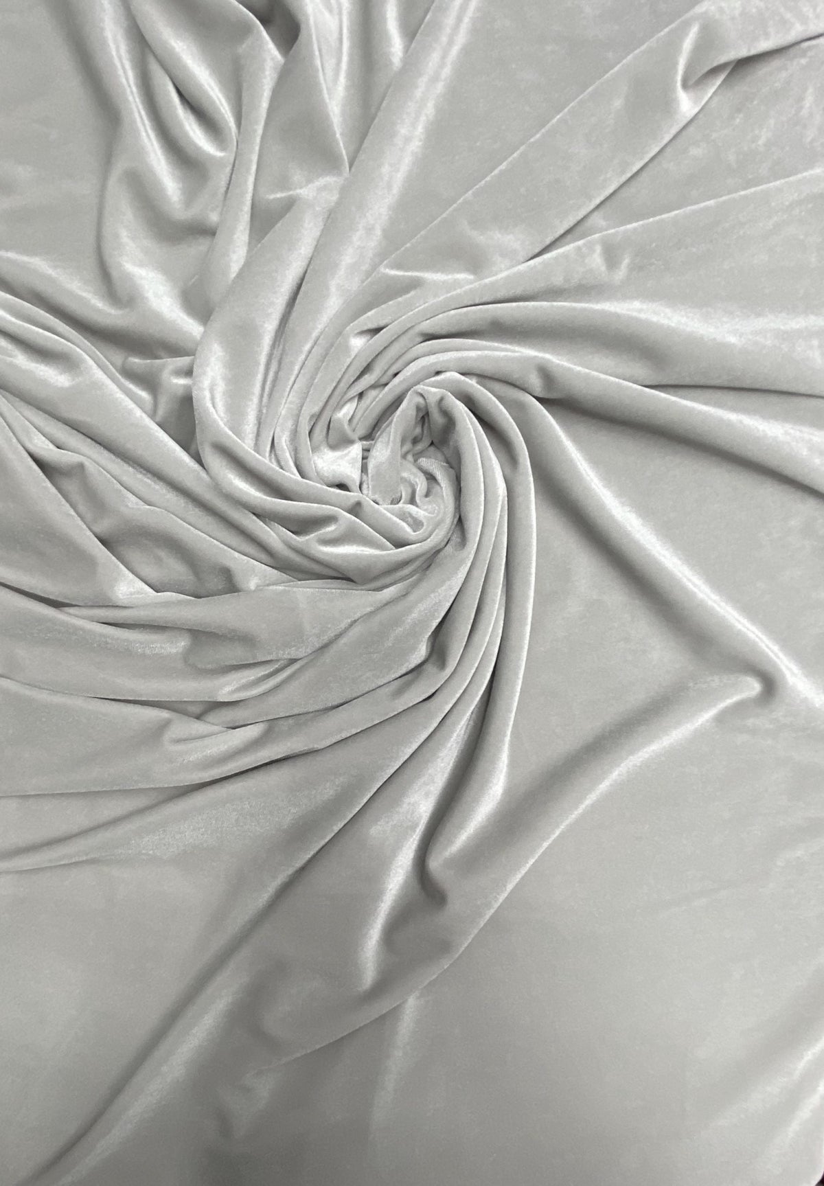 Silver Stretch Velvet Fabric - Silver, 58"-60" Width