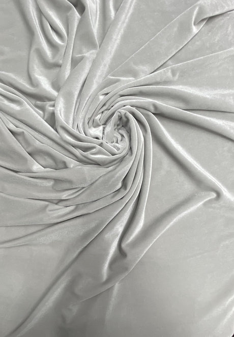 Silver Stretch Velvet Fabric - Silver, 58"-60" Width