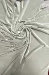 Silver Stretch Velvet Fabric - Silver, 58"-60" Width