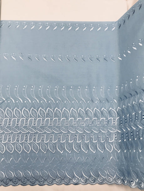 Single Border Eyelet Polyester Cotton Fabric - Baby Blue Eyelet Border, 43/44" Width (1 Yard)