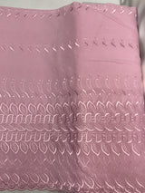 Single Border Eyelet Pink Polyester Cotton Fabric - Pink Eyelet Border, 43/44" Width (1 Yard)