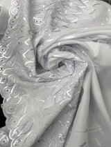 Single Border Eyelet White Polyester Cotton Fabric - White Embroider Eyelet, 43/44" Width (1 Yard)