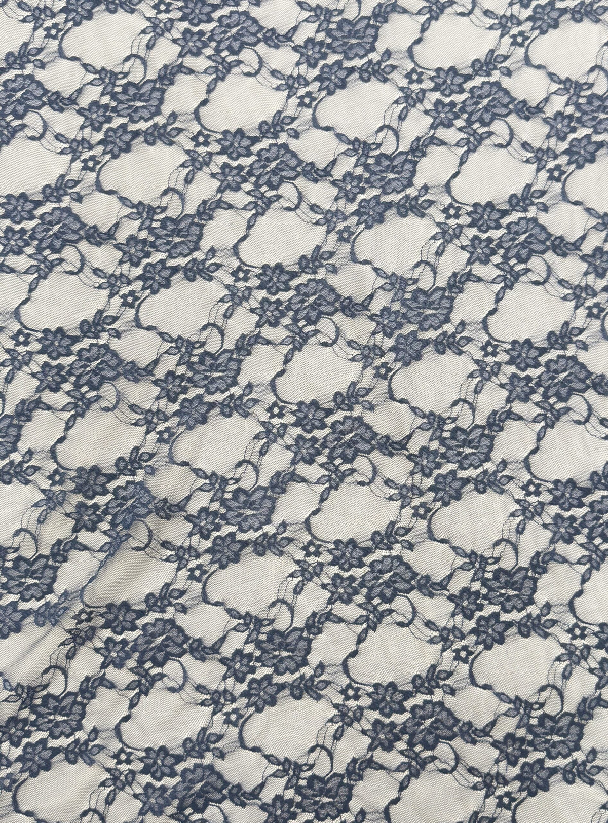 Slate Blue Stretch Lace Nylon Spandex Fabric - Shimmery Floral Sheer, 58/60" Width (1 Yard)