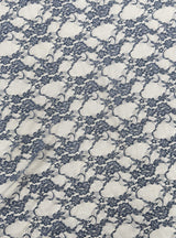 Slate Blue Stretch Lace Nylon Spandex Fabric - Shimmery Floral Sheer, 58/60" Width (1 Yard)