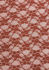 Spicy Red Nylon Spandex Fabric - Vintage Look Shimmery Floral Lace, Red, 58/60" Width (1 Yard)