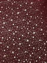 Red/Silver Stars Organza Polyester Fabric - Metallic Silver Foil Star Print, Sheer, 58/60" Width (1 Yard)