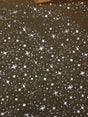Orange/Silver Stars Polyester Organza Fabric - Metallic Silver Foil Star Print, Orange/Silver, 58/60" Width