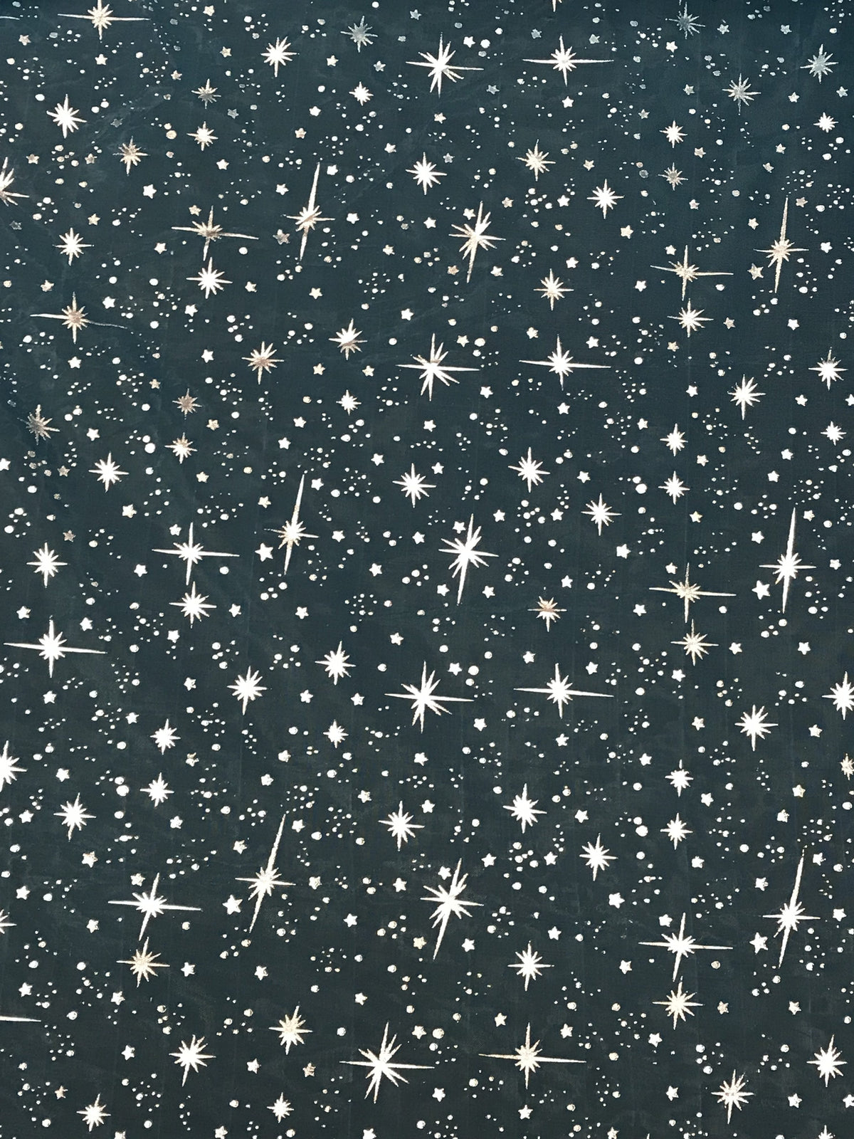 Turquoise/Silver Stars Polyester Organza Fabric - Metallic Silver Foil Star Print, 58/60" Width