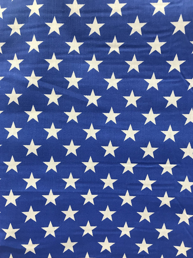 Royal/White Stars Poly Cotton Fabric - Royal/White Stars, 59/60" Width (1 Yard)